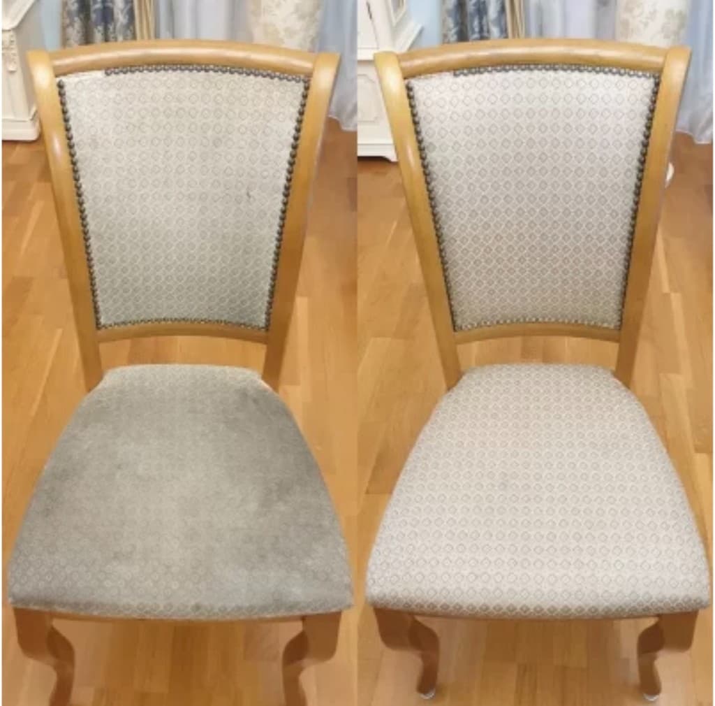 Before and after dining chair upholstery cleaning