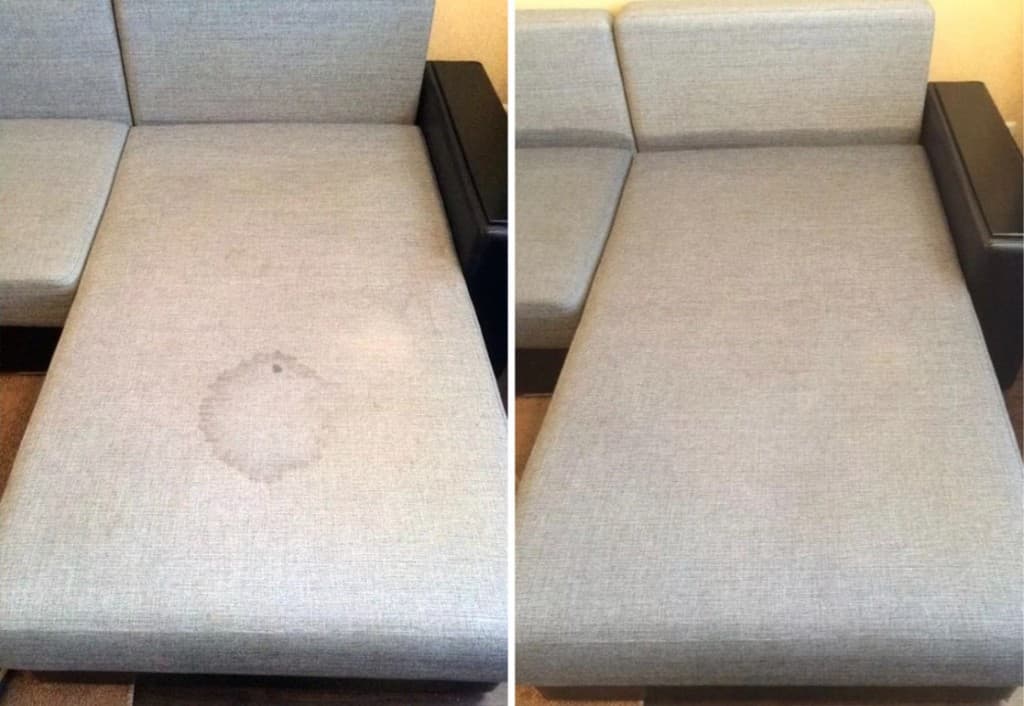 Before and after sectional upholstery cleaning
